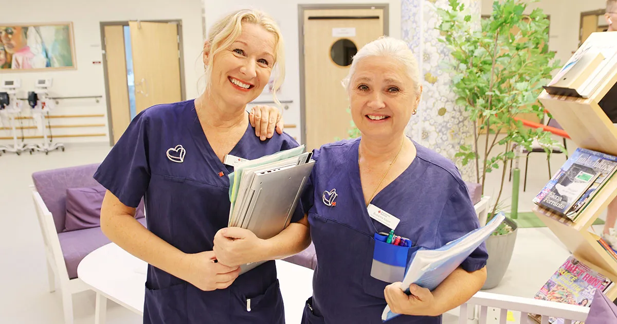 Veronica Helde, utskrivningssamordnare på avdelning B2, och Susanne Lejon, utskrivningssamordnare på avdelning B1.