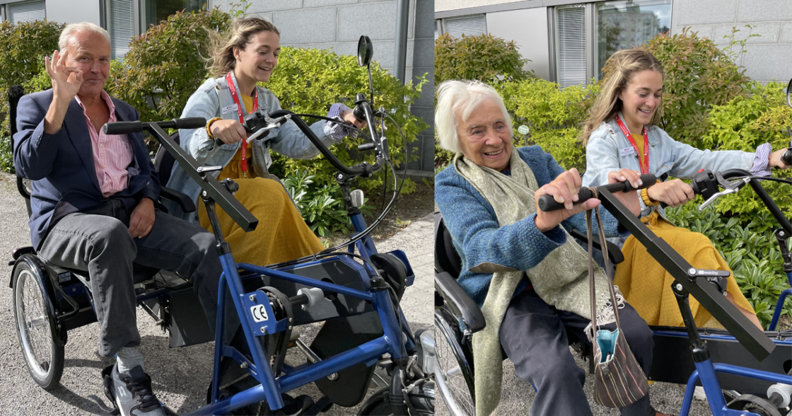 Nyhetsbild, boende och medarbetare cyklar tillsammans.,